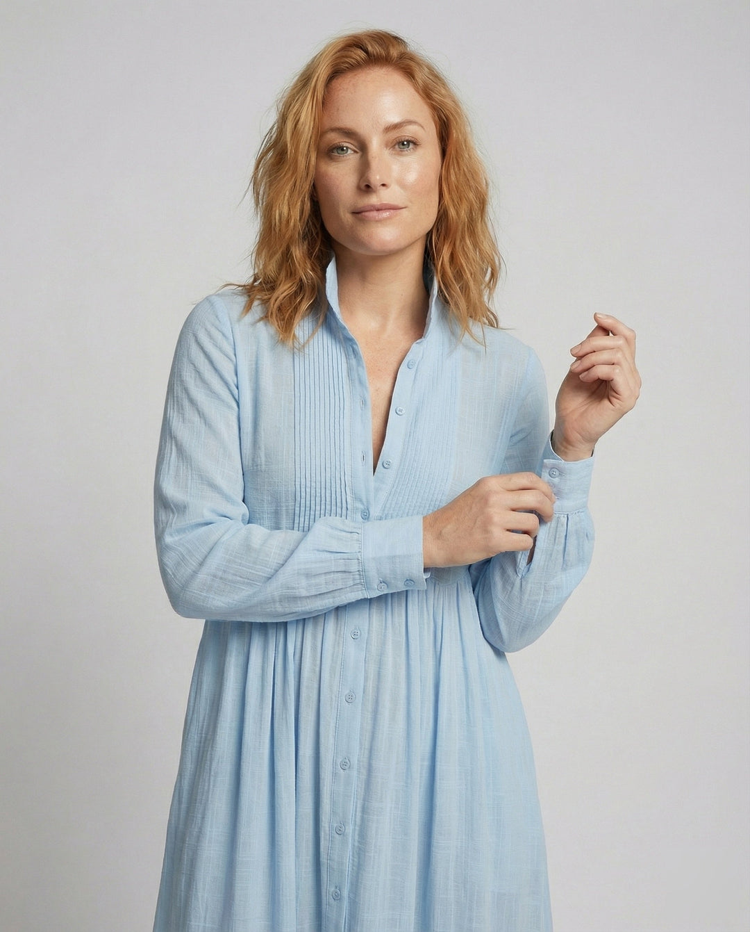 Women's Maxi Dress with Button Front and Gathered Waist in Lightweight Fabric for Summer Casual Wear