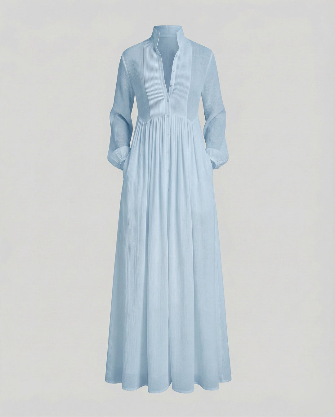 Women's Maxi Dress with Button Front and Gathered Waist in Lightweight Fabric for Summer Casual Wear