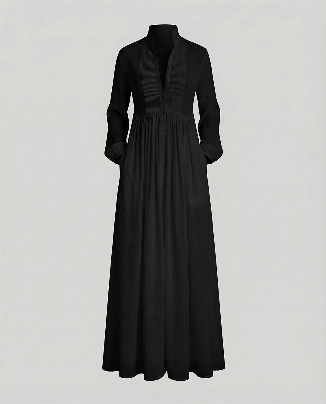 Women's Maxi Dress with Button Front and Gathered Waist in Lightweight Fabric for Summer Casual Wear