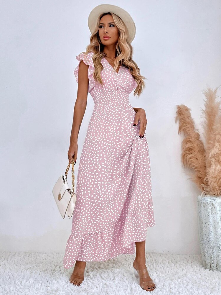 Women's Maxi Dress with Elegant Print in Lightweight Fabric for Summer Outings