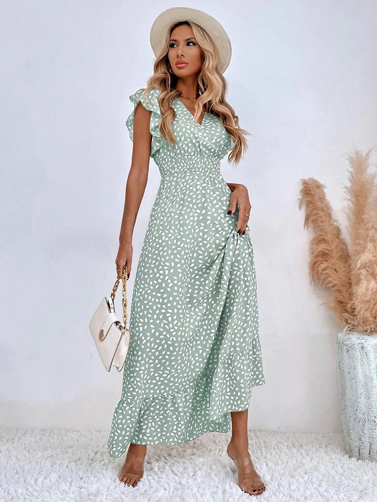 Women's Maxi Dress with Elegant Print in Lightweight Fabric for Summer Outings