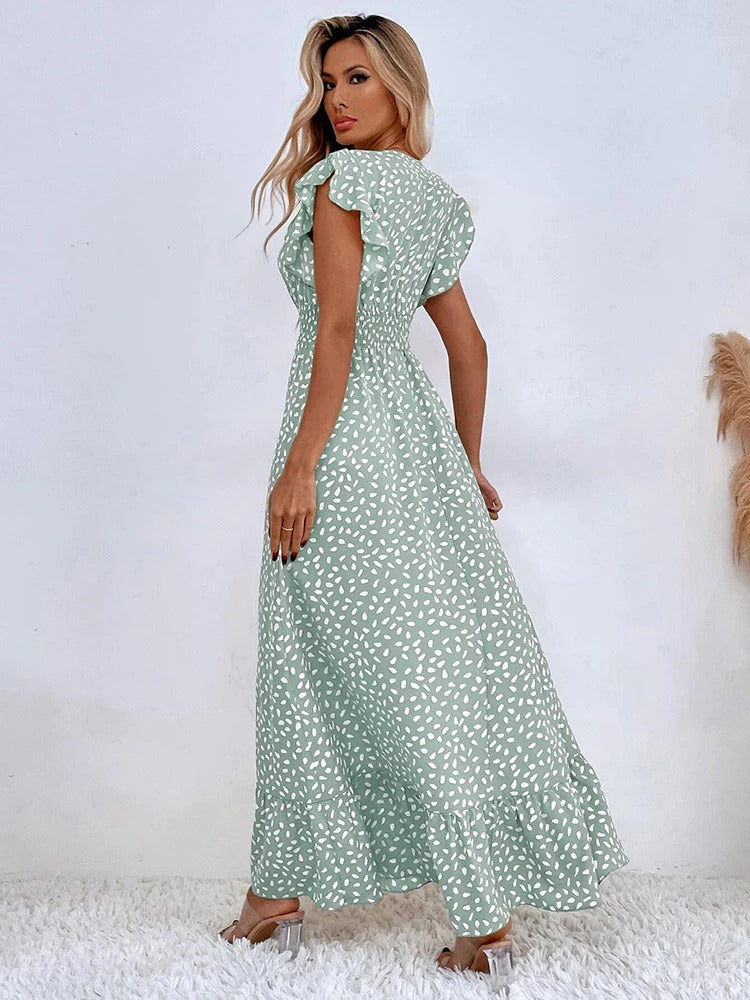 Women's Maxi Dress with Elegant Print in Lightweight Fabric for Summer Outings