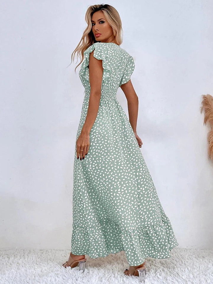 Women's Maxi Dress with Elegant Print in Lightweight Fabric for Summer Outings