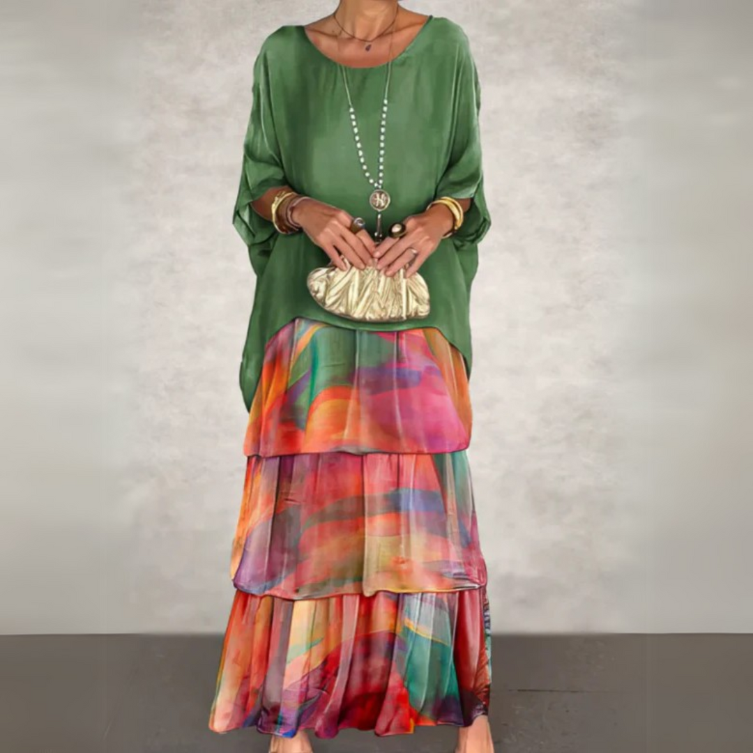 Women's Maxi Dress with Flowing Fit in Soft-Touch Fabric for Summer Events