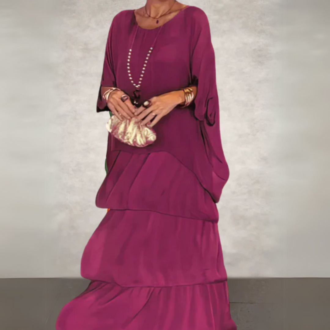 Women's Maxi Dress with Flowing Fit in Soft-Touch Fabric for Summer Events