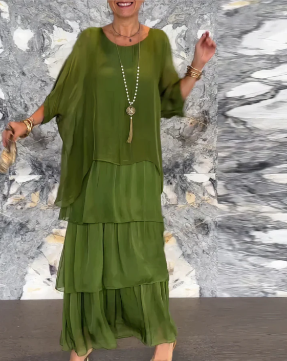 Women's Maxi Dress with Flowing Fit in Soft-Touch Fabric for Summer Events