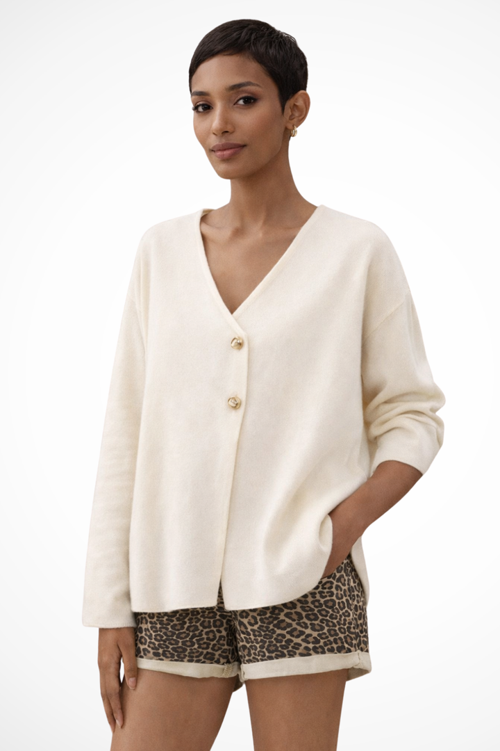 Women's Minimal Viscose Cardigan | Elegant Long Sleeve V-Neck Layering Piece 2