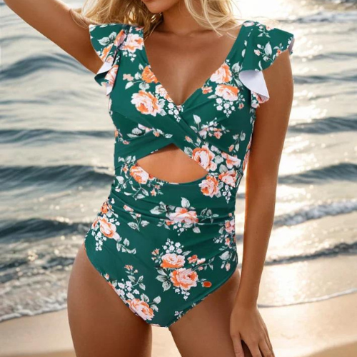 Women's One-Piece Swimsuit with Tummy Control and Criss-Cross Cut-Out for Beach Days