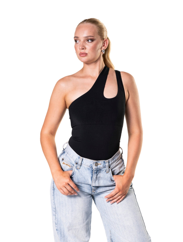 Women's One Shoulder Shapewear Bodysuit with Tummy Control