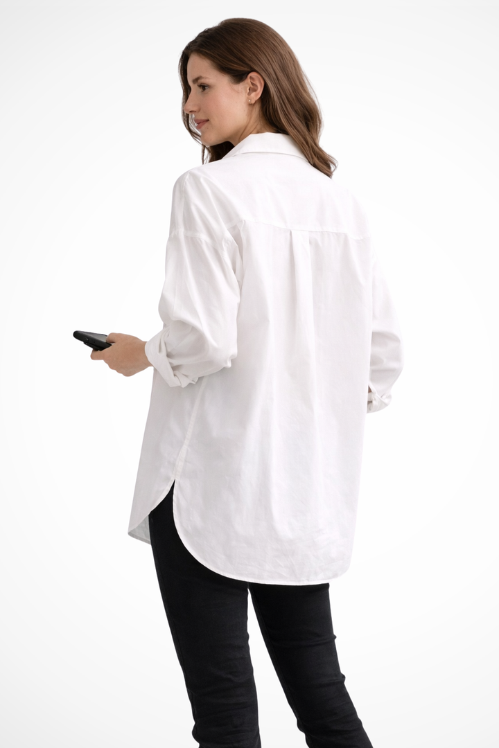 Women's Oversized Button Down Blouse with Structured Collar for Everyday Wear 2
