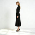Women's Pleated Knit Dress | Elegant Black Turtleneck Midi Style 1