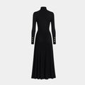 Women's Pleated Knit Dress | Elegant Black Turtleneck Midi Style 3