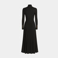 Women's Pleated Knit Dress | Elegant Black Turtleneck Midi Style 4