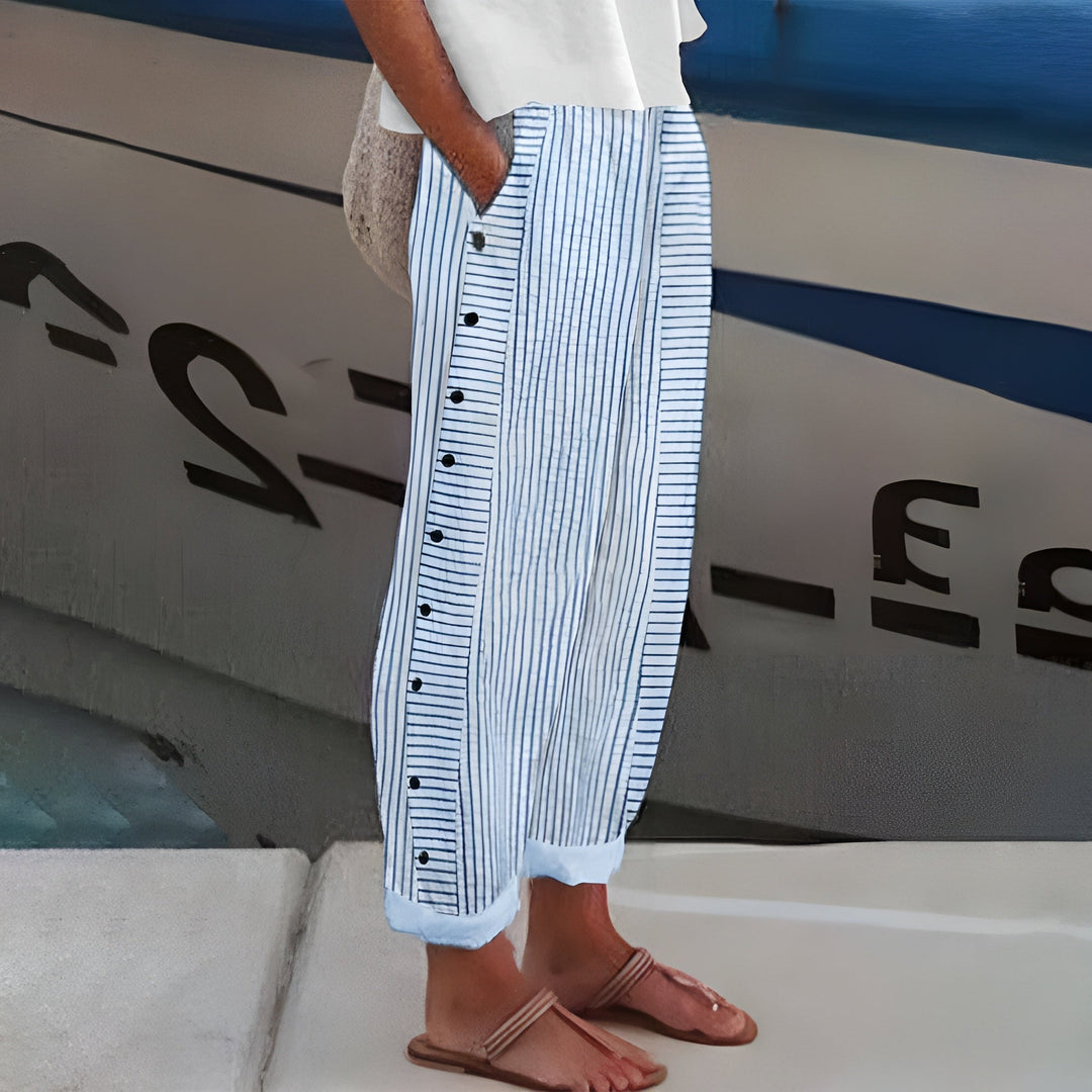 Women's Relaxed Fit Pants in Soft Fabric with Side Pockets for Everyday Comfort