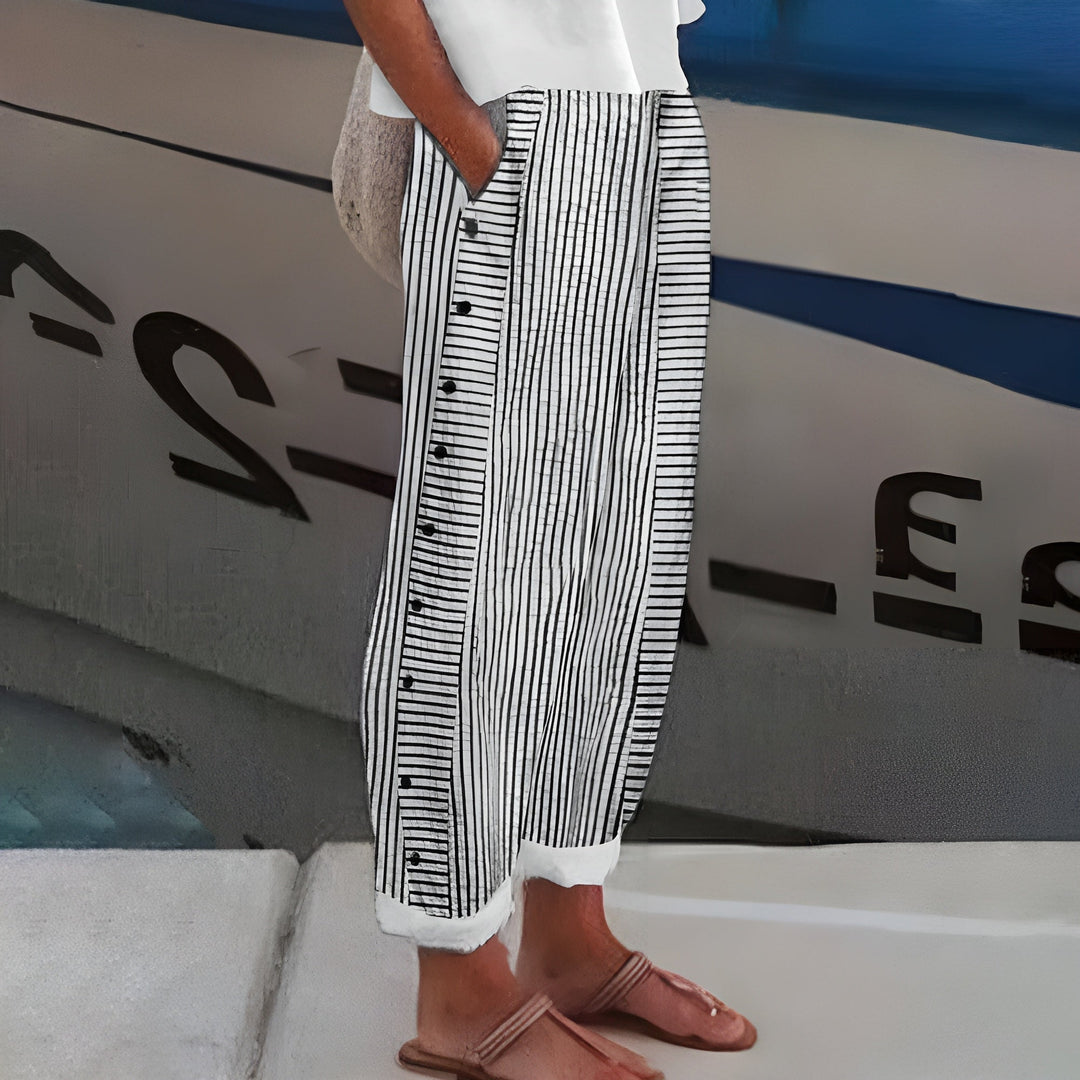 Women's Relaxed Fit Pants in Soft Fabric with Side Pockets for Everyday Comfort
