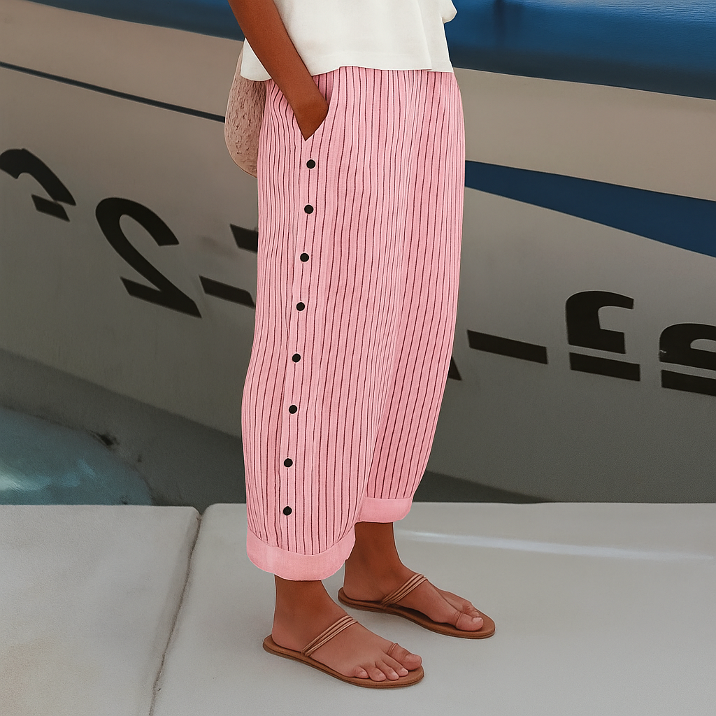 Women's Relaxed Fit Pants in Soft Fabric with Side Pockets for Everyday Comfort