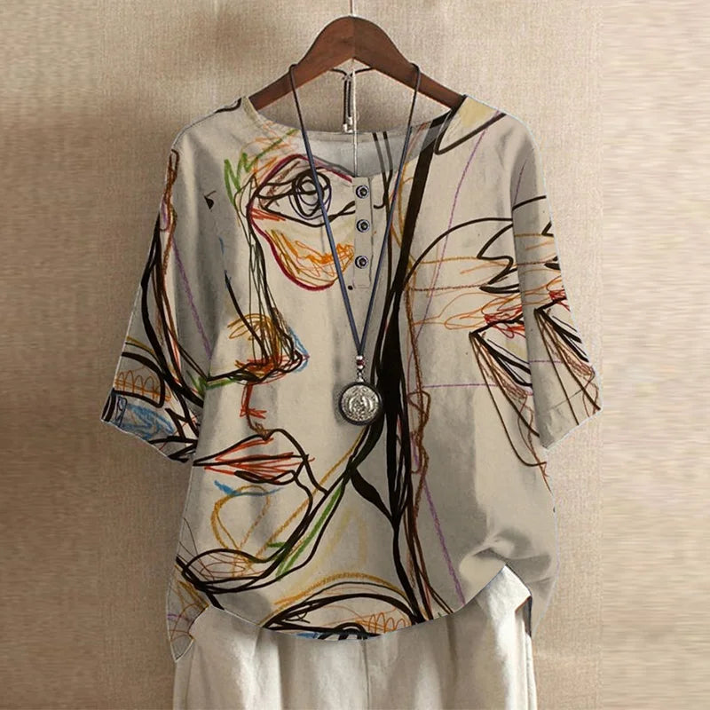 Women's Retro-Inspired Blouse with Floral Design for Everyday Elegance