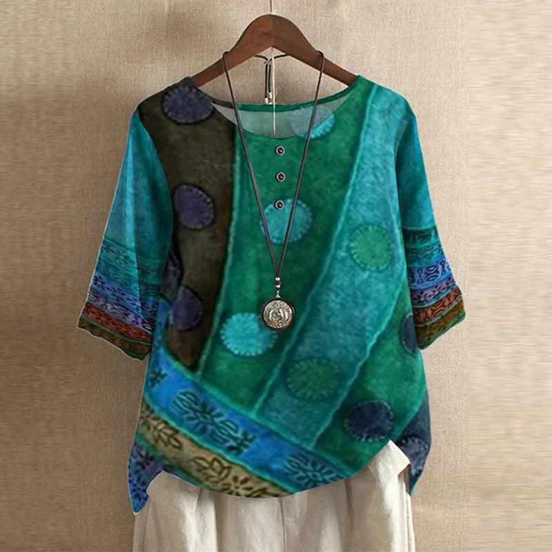 Women's Retro-Inspired Blouse with Floral Design for Everyday Elegance