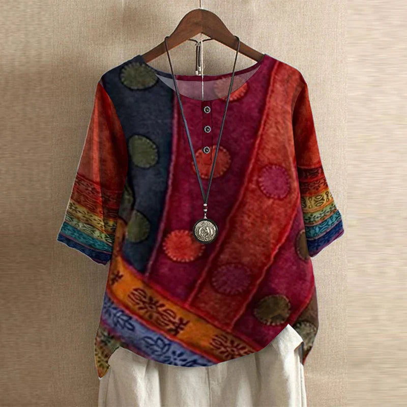 Women's Retro-Inspired Blouse with Floral Design for Everyday Elegance