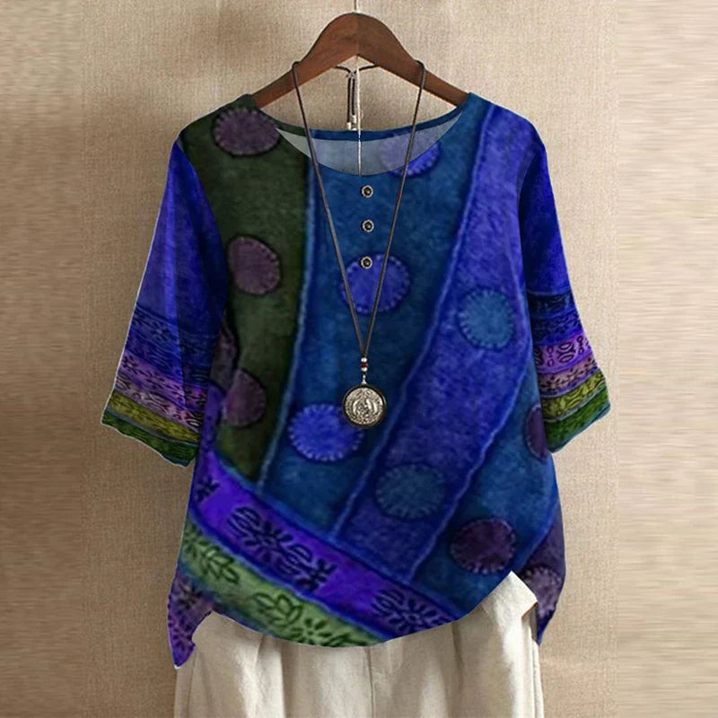 Women's Retro-Inspired Blouse with Floral Design for Everyday Elegance