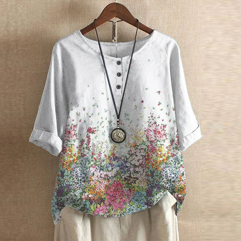 Women's Retro-Inspired Blouse with Floral Design for Everyday Elegance
