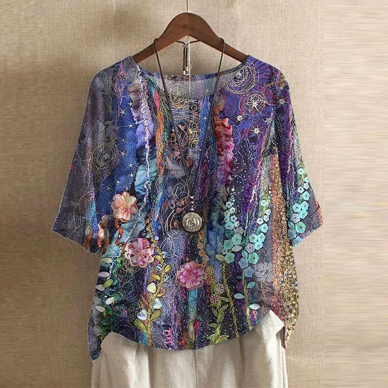 Women's Retro-Inspired Blouse with Floral Design for Everyday Elegance