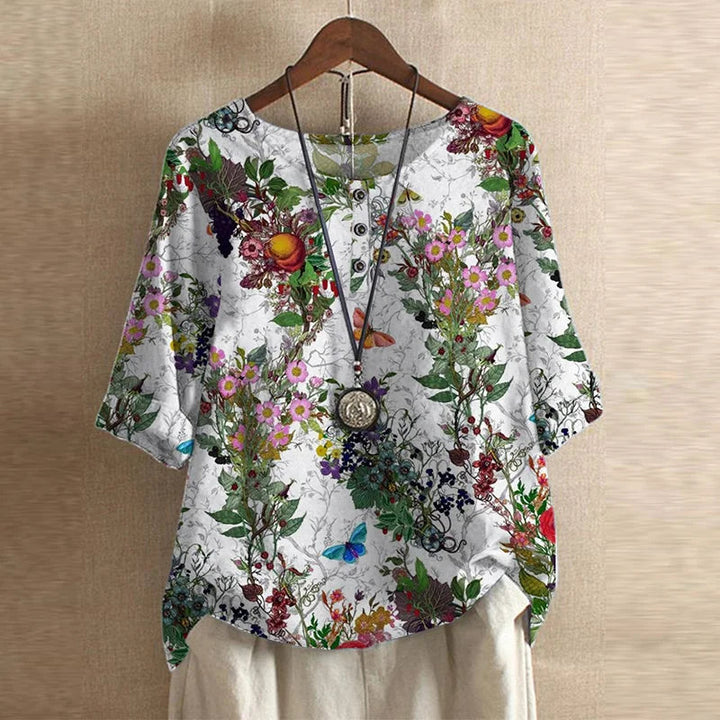 Women's Retro-Inspired Blouse with Floral Design for Everyday Elegance