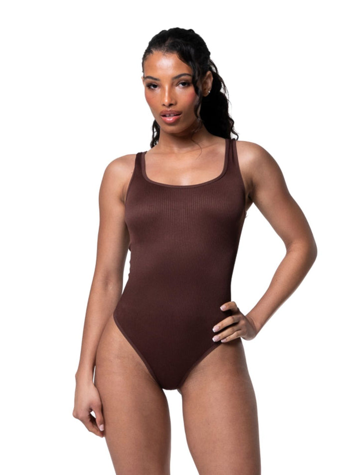 Women's Ribbed Shapewear Bodysuit with Adjustable Fit