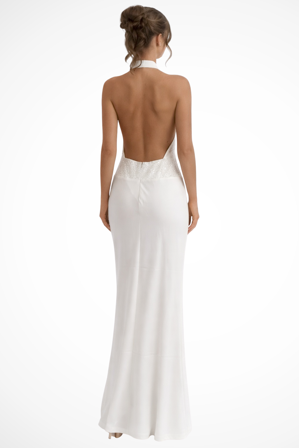 Women's Satin Halter Neck Maxi Dress | Elegant Draped Formal Gown for Special Occasions
