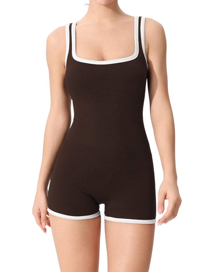 Women's Shapewear Bodysuit Bodycon Fit Ribbed Square Neck