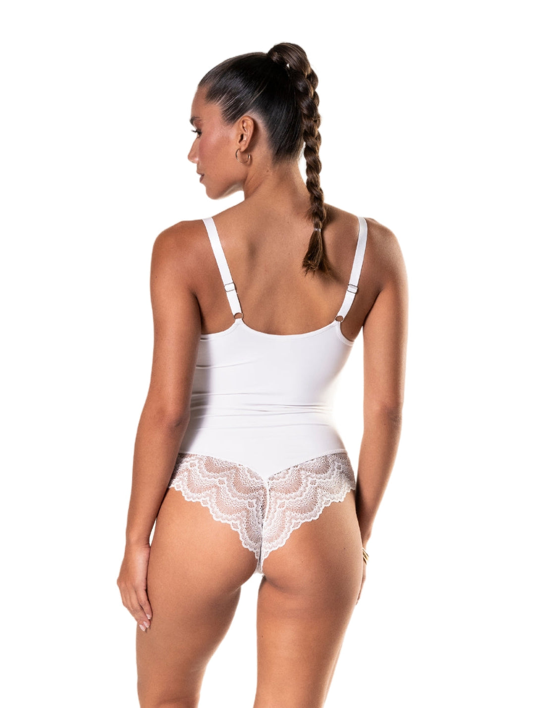 Women's Shapewear Bodysuit Low Back Lace Panel Compression Fit