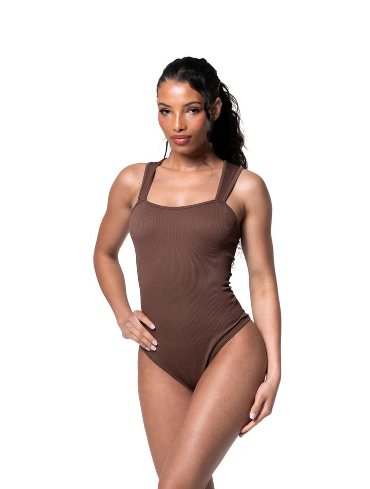 Women's Shapewear Bodysuit Ribbed Slim Fit Square Neck