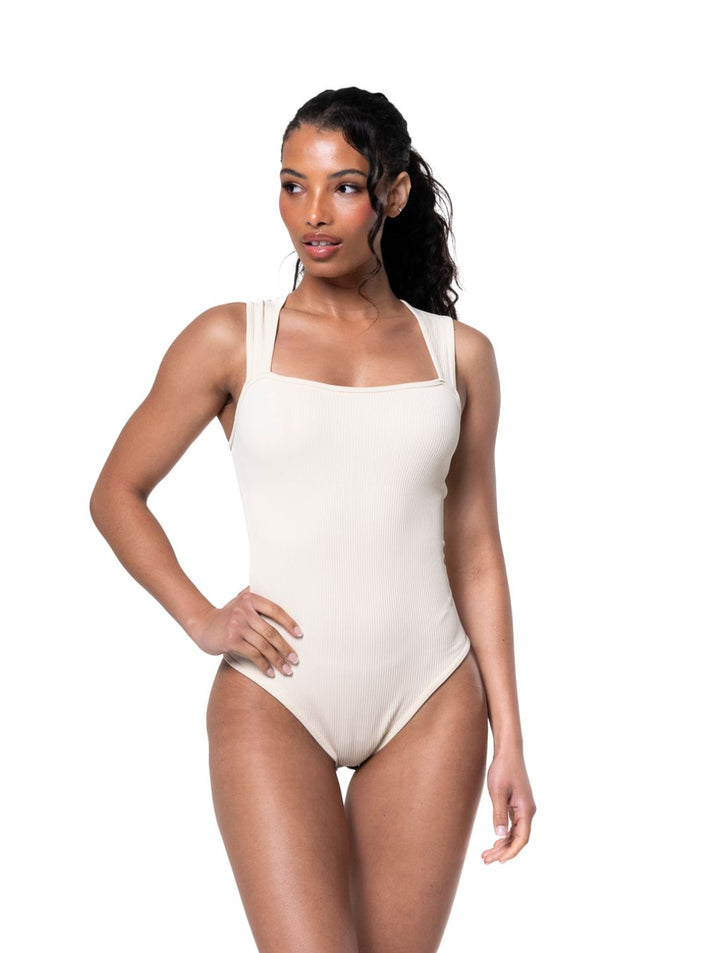 Women's Shapewear Bodysuit Ribbed Slim Fit Square Neck