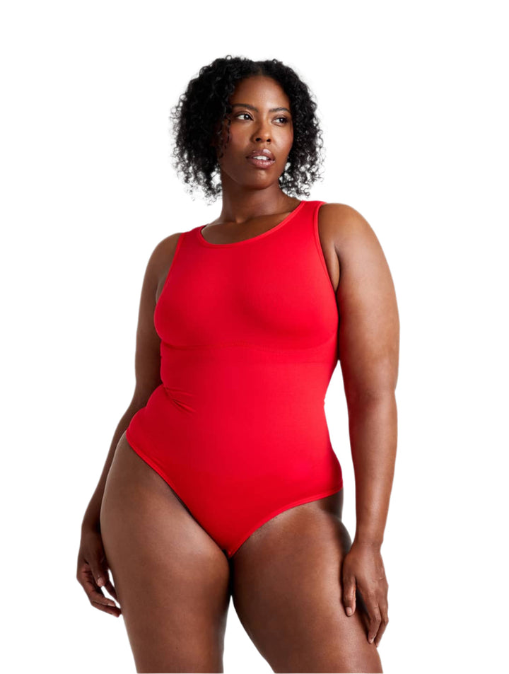 Women's Shapewear Bodysuit Round Neck Thong Fit with Snap Closure