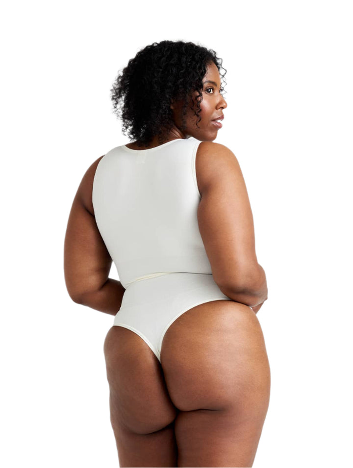 Women's Shapewear Bodysuit Round Neck Thong Fit with Snap Closure
