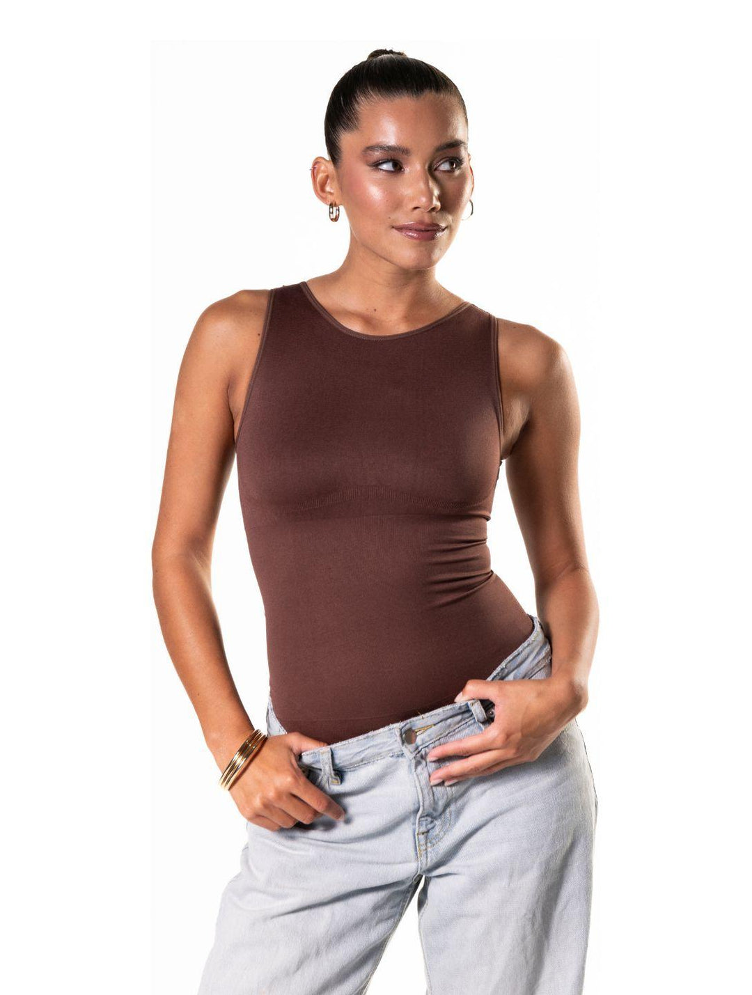 Women's Shapewear Bodysuit Round Neck Thong Fit with Snap Closure