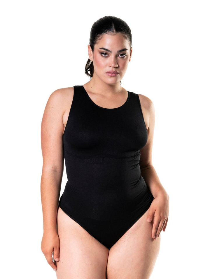 Women's Shapewear Bodysuit Round Neck Thong Fit with Snap Closure
