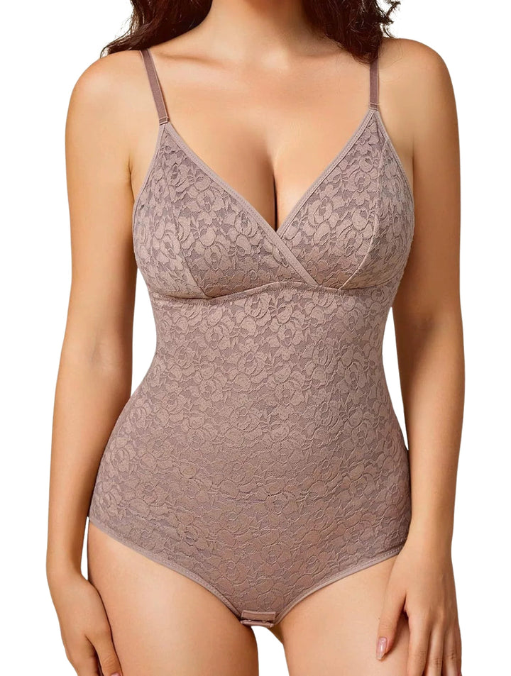 Women's Sheer Lace V-Neck Bodysuit Adjustable Fit
