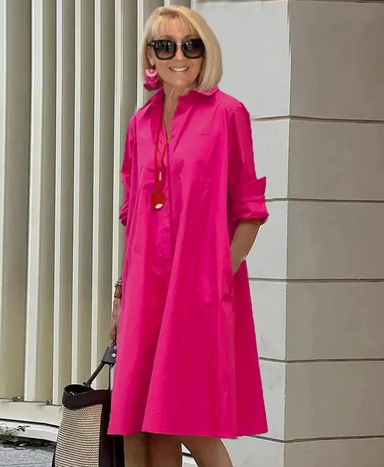 Women's Shirt Dress with Sophisticated Cut in Breathable Cotton for All Occasions