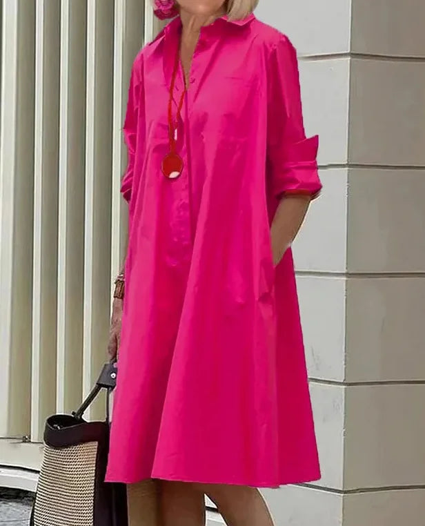 Women's Shirt Dress with Sophisticated Cut in Breathable Cotton for All Occasions