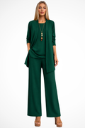 Women's Smooth Fabric 3 Piece Set | Elegant Cardigan, Sleeveless Top, Wide-Leg Trousers 11