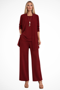 Women's Smooth Fabric 3 Piece Set | Elegant Cardigan, Sleeveless Top, Wide-Leg Trousers 4