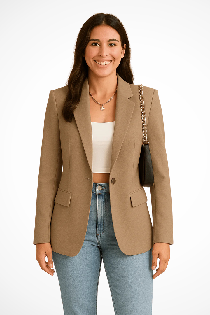 Women's Smooth Woven Black Blazer | Chic Tailored Elegant Jacket 1