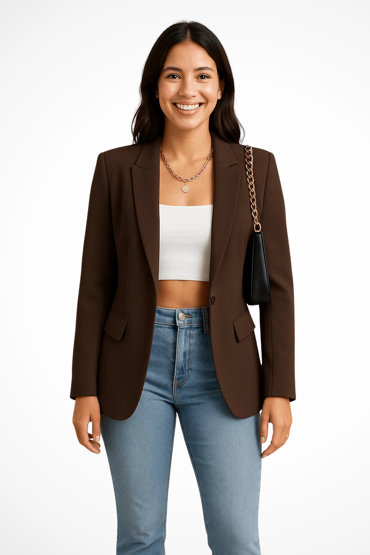 Women's Smooth Woven Black Blazer | Chic Tailored Elegant Jacket 3