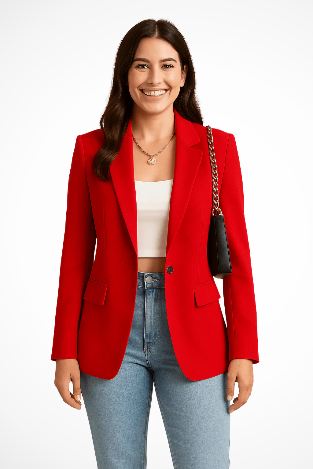 Women's Smooth Woven Black Blazer | Chic Tailored Elegant Jacket 4