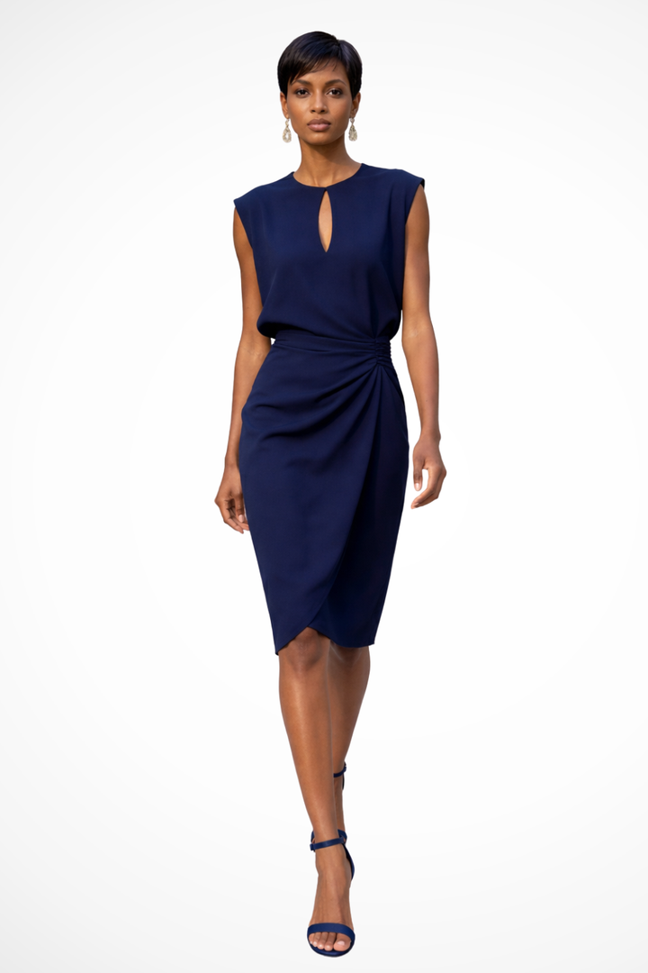 Women's Soft Fabric Midi Dress | Elegant Ruched Wrap Design for Summer Events
