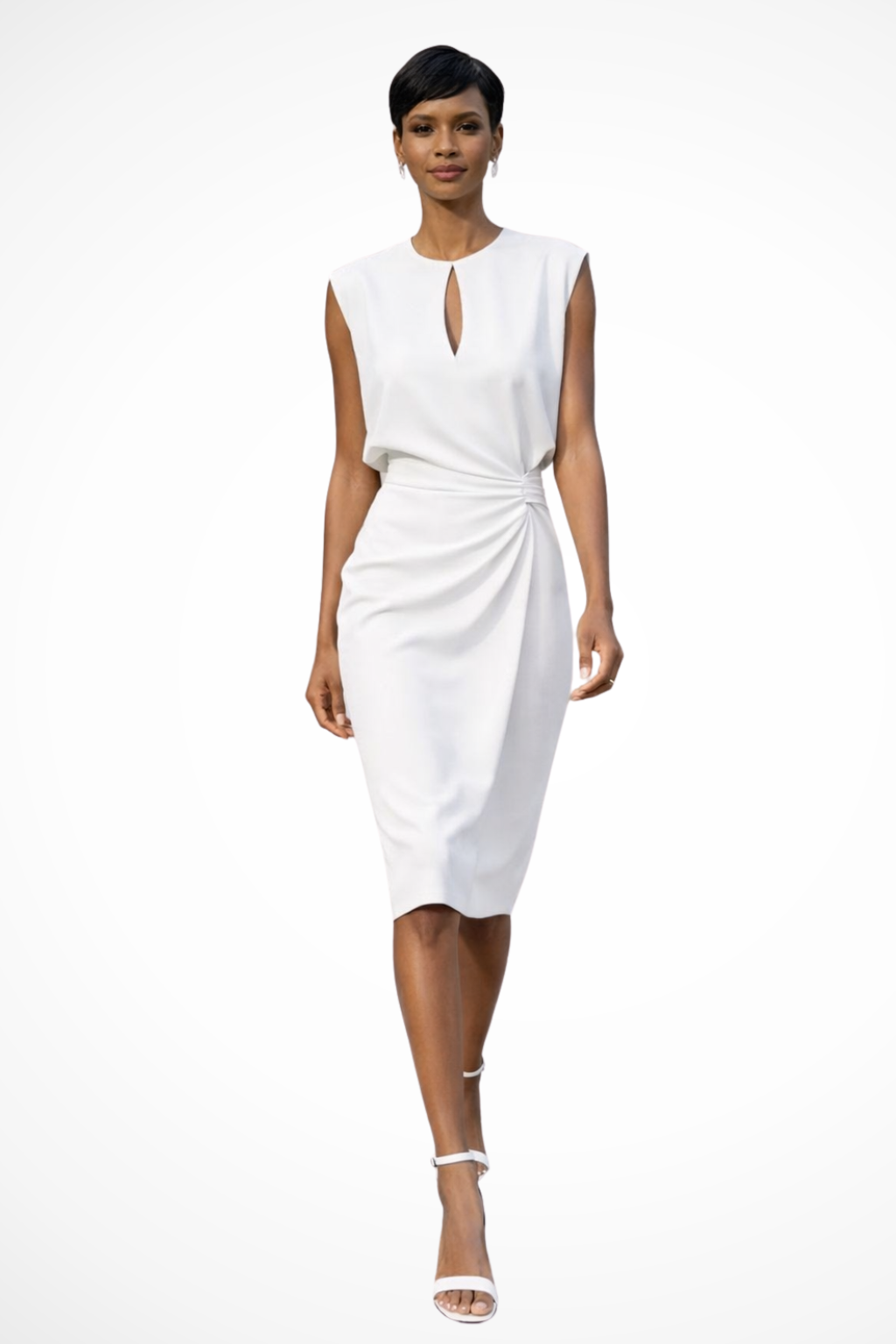 Women's Soft Fabric Midi Dress | Elegant Ruched Wrap Design for Summer Events