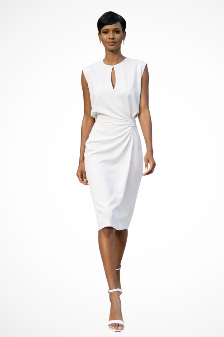 Women's Soft Fabric Midi Dress | Elegant Ruched Wrap Design for Summer Events