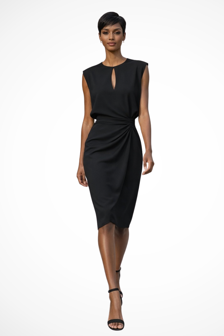 Women's Soft Fabric Midi Dress | Elegant Ruched Wrap Design for Summer Events