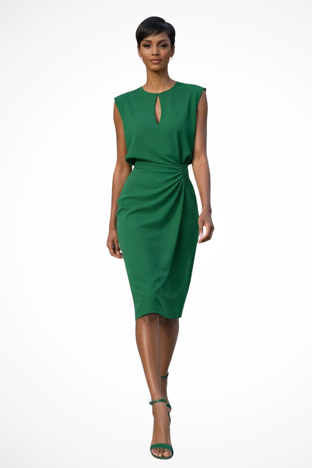 Women's Soft Fabric Midi Dress | Elegant Ruched Wrap Design for Summer Events